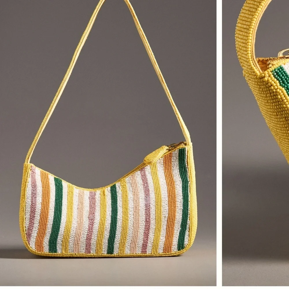Anthropologie Yellow and Multicolor Striped Shoulder Bag